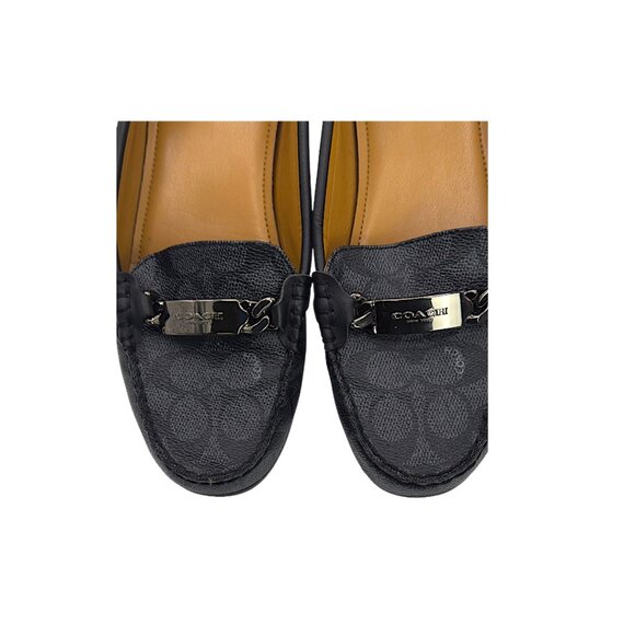 Coach Olive Signature Chain Loafers Black Monogram Canvas Size 9B - Picture 5 of 13